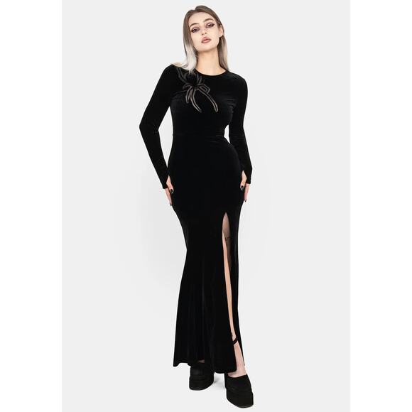 Disturbia Dresses & Skirts - Disturbia Antivenom Spider Velvet Maxi Dress NWT Goth Formal US 6